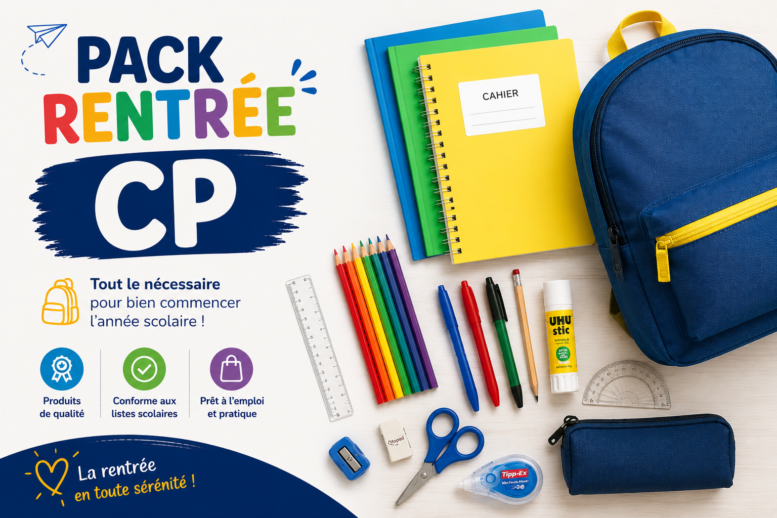 Pack rentrée CP – Fournitures scolaires essentielles Pack rentrée CP – Fournitures scolaires essentielles