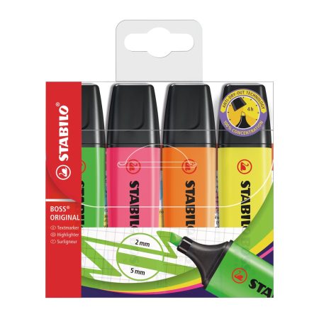 Surligneurs Stabilo Boss Original — pochette de 4 fluo 6 surligneurs stabilo boss original pochette de 4 fluo